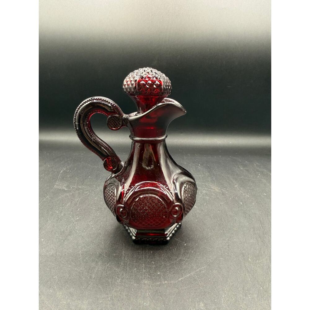 Vintage 1876 Avon Ruby Red Cape Cod Collection Syrup Pourer Bottle